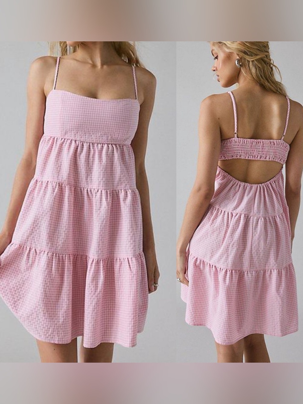 Urban Outfitters Kimchi Blue Zosia Tiered Babydoll Mini Dress Pink NWT Large